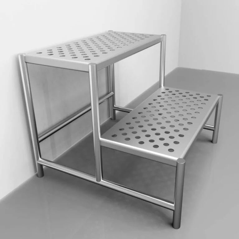 Stainless Steel 2-Step Stool – 24" W x 24" D x 20" H