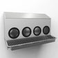 Small Wall Mount Glove Dispenser, 4 Round Openings, with catch tray – 20.0" W x 12.3" H x 8.9" D